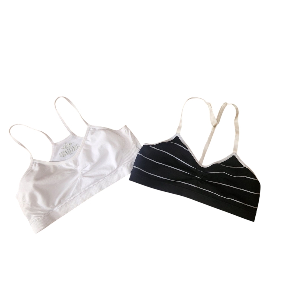 Women's Black and White Bralette Set of 2 -Large -~New!